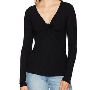 Bailey 44 Petula Top Black Knit Front-Twist Ribbed